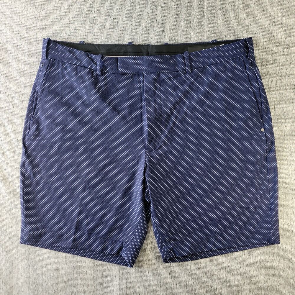 RLX Ralph Lauren Mens Performance Golf Shorts Navy Blue White Polka Dot Sz 40 9"